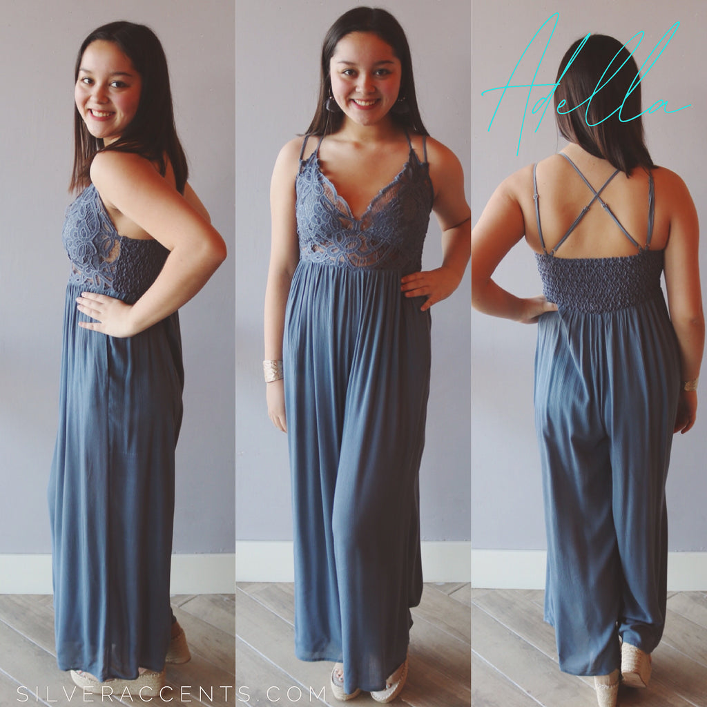 Umgee ADELLA CrochetLace Bust WideLeg Jumpsuit