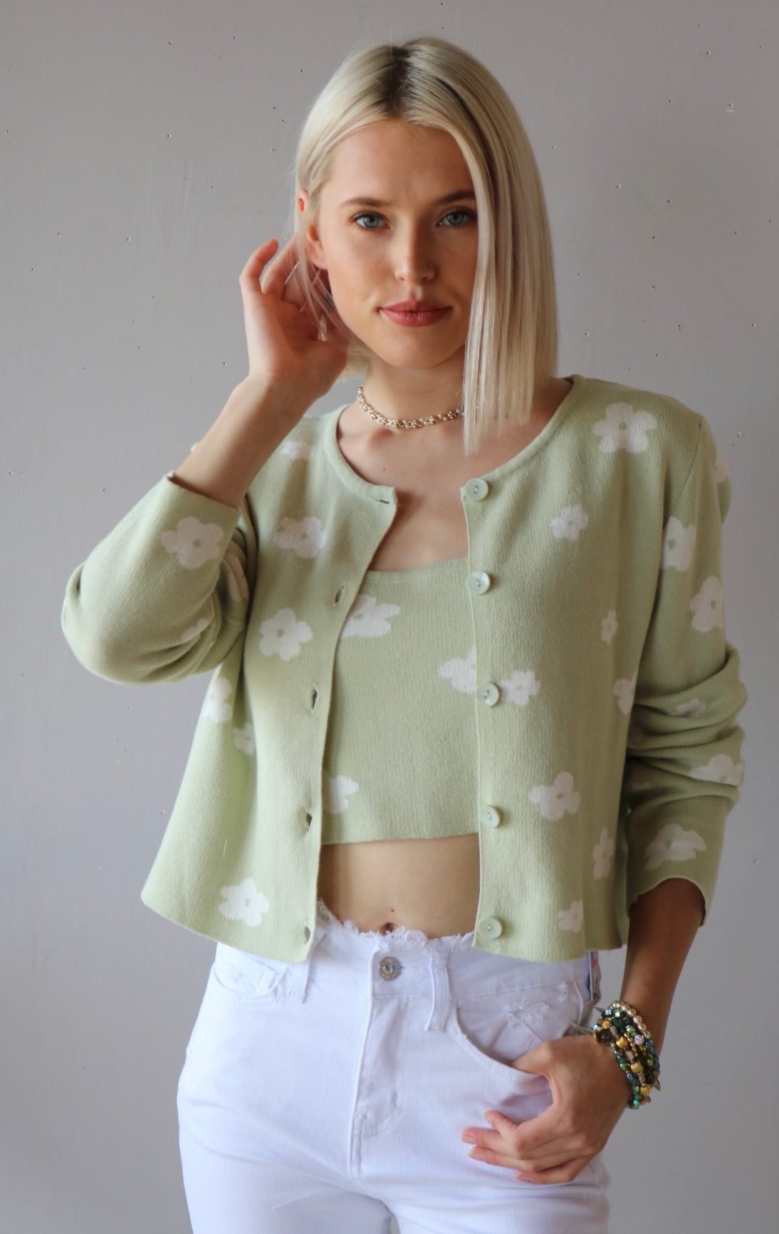 BISHOP Floral Knit Crop Tank