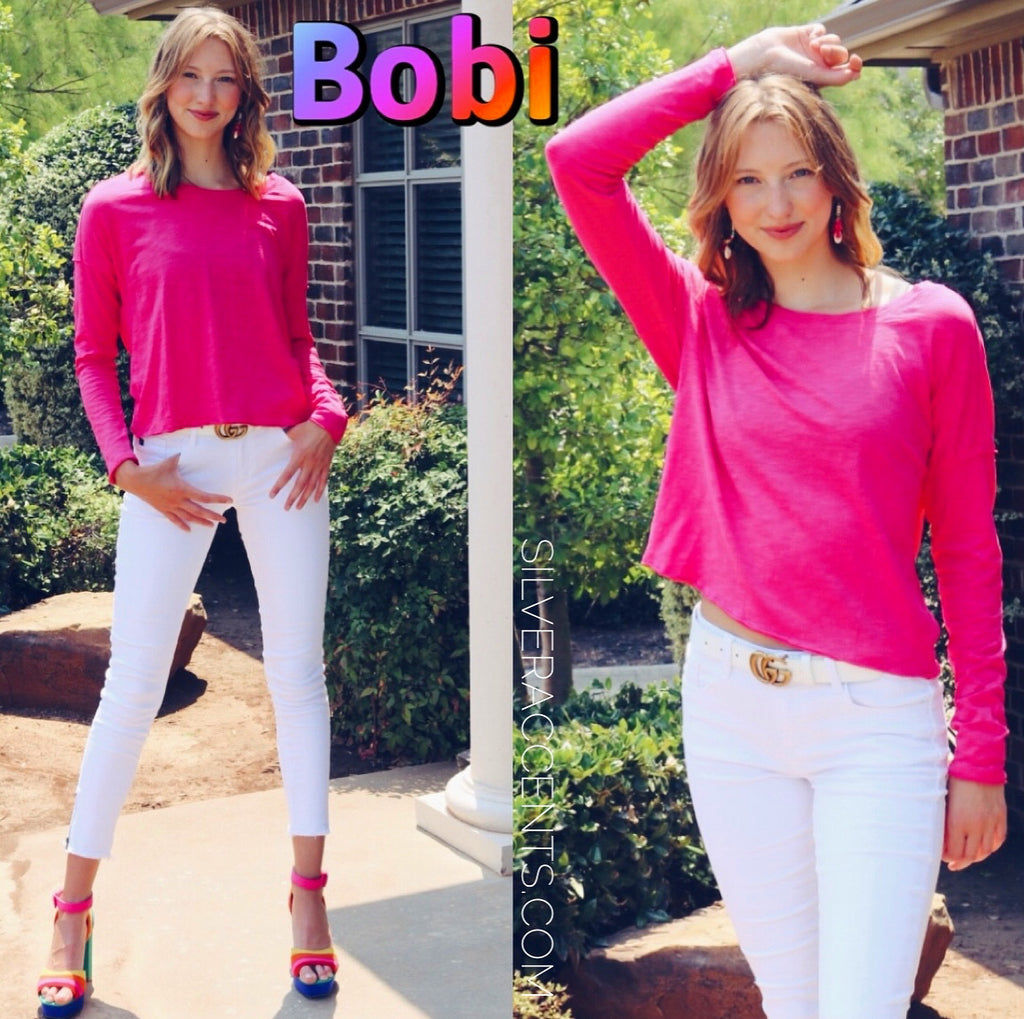 BOBI Boatneck TEMPLE Dropsleeve Slub Top