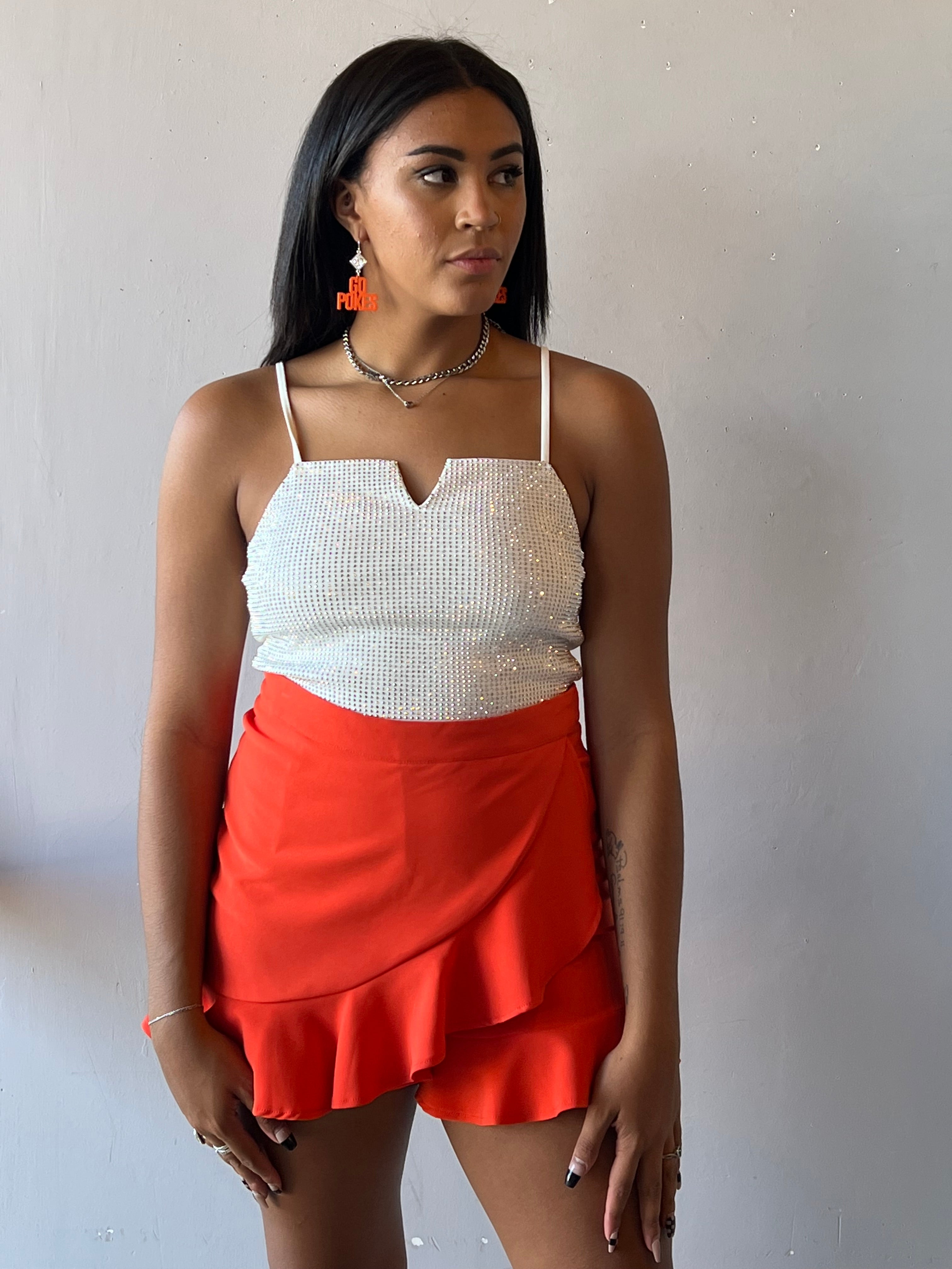 KEEN Rhinestone Notch Cami Bodysuit