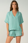 ELAN Gauze RISEN VNeck Top