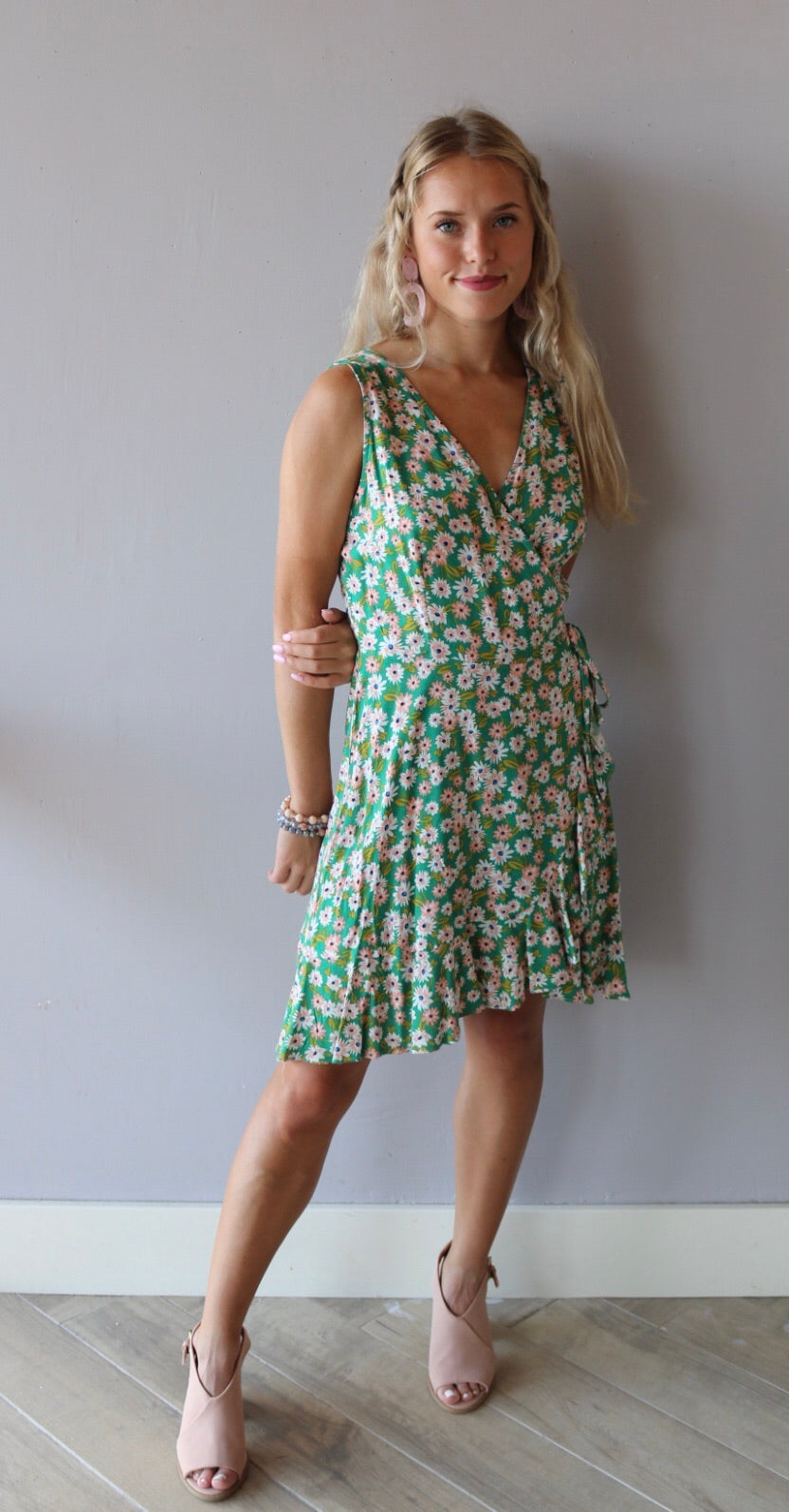 LUSH Floral WHIMSY RuffleWrap TieWaist Woven Dress
