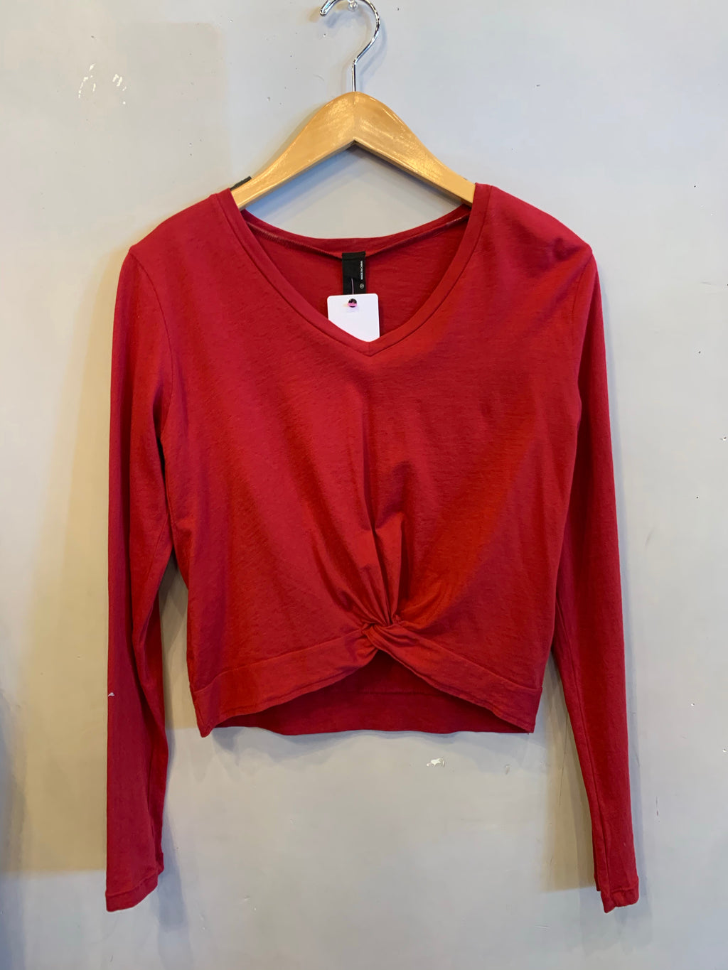 BOBI Lightweight Jersey MARSALA KnotHem CropWaist Top