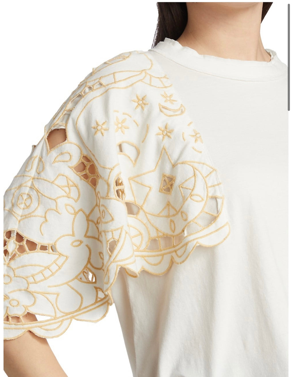 FREE PEOPLE Embroidered ANGEL Cotton Jersey Tee