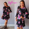 INFLUENCE Floral 3/4 BellSleeve Fit & Flare Dress