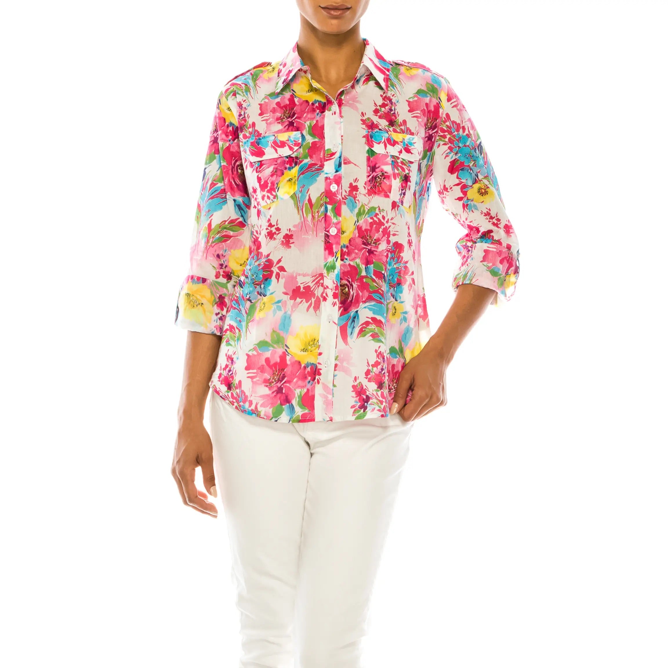 Floral SCOUT ButtonDown Voile Top