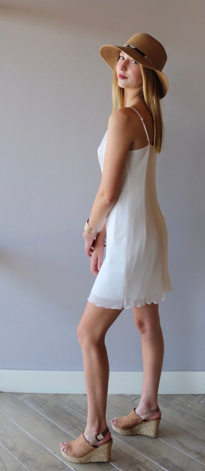 Naked Zebra HOLD ON LettuceHem Chiffon Cami Slip Dress