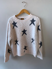 WISH UPON Star Print Berber CrewNeck Sweater