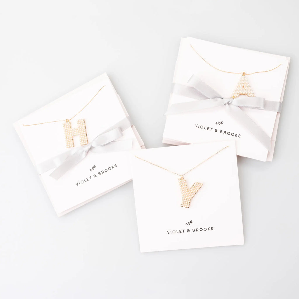 VIOLET & BROOKS Pearl Initial Necklace