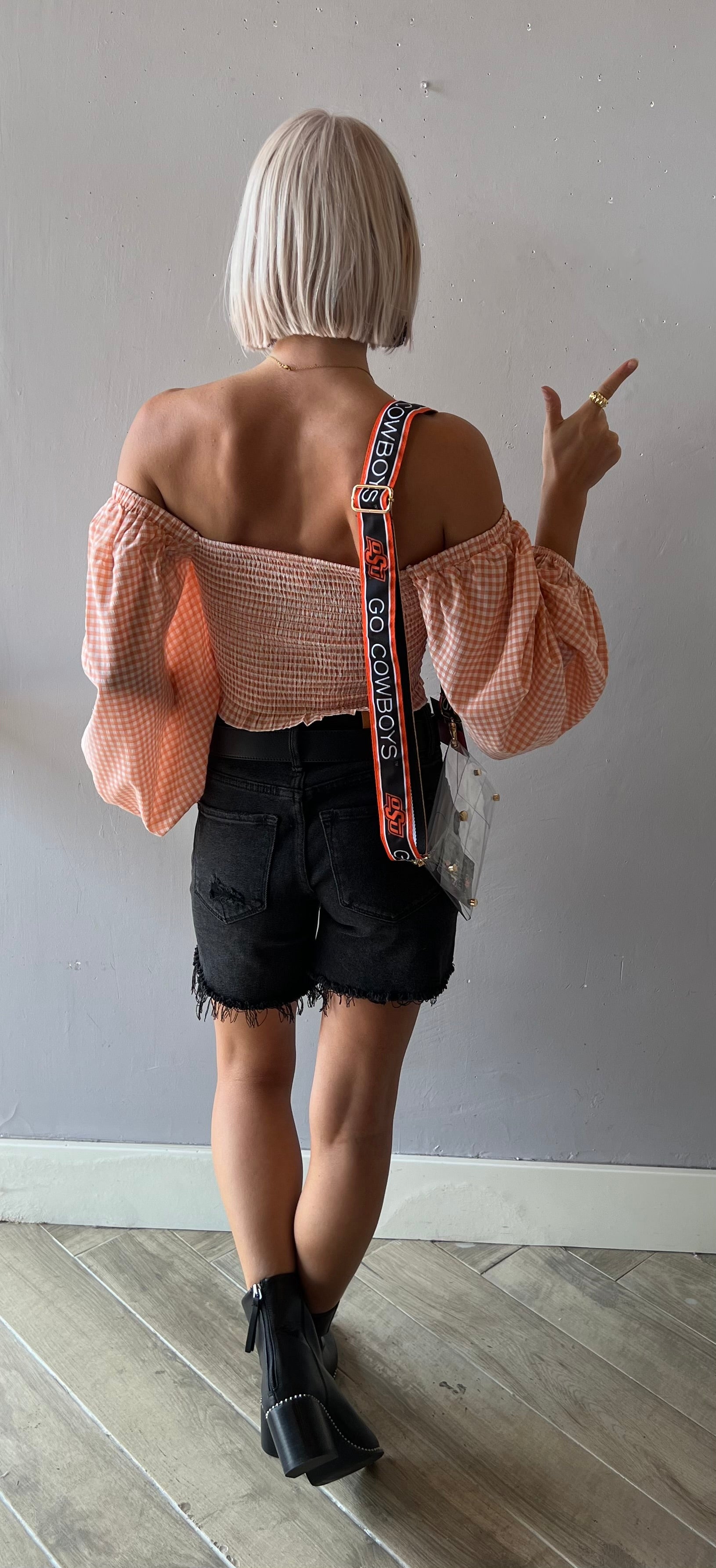 PATCHIN  Gingham Smock Off The Shoulder Top