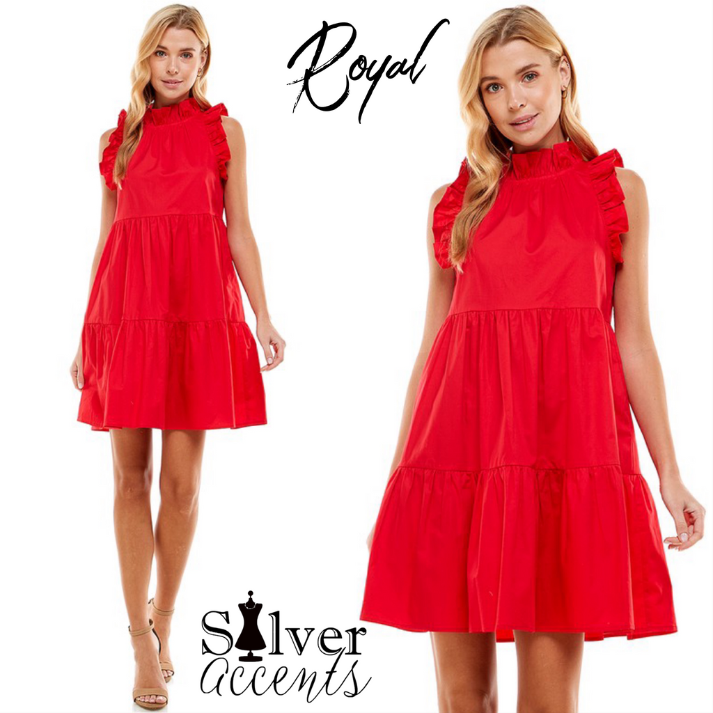 ROYAL HiNeck MutiTier Ruffle Dress