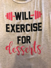 Zutter WILL EXERCISE FOR DESSERTS Oatmeal Tank Top
