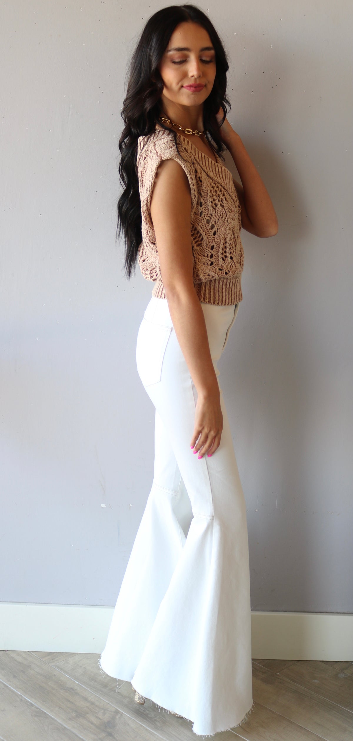 FREE PEOPLE Soft Earth ORCHID Pointelle Knit Vest