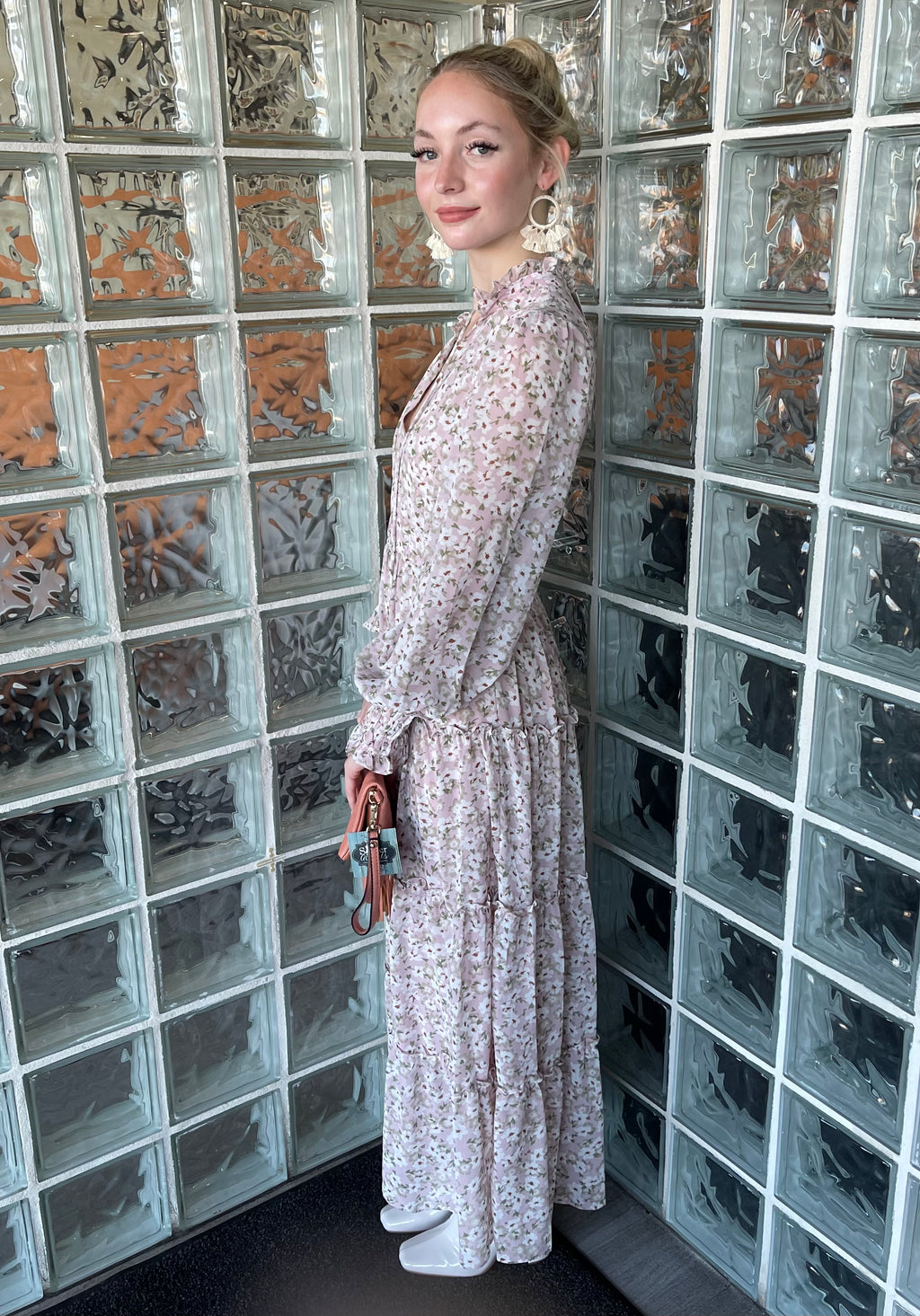 ELAN Floral FLEUR Long  Sleeve Maxi Dress