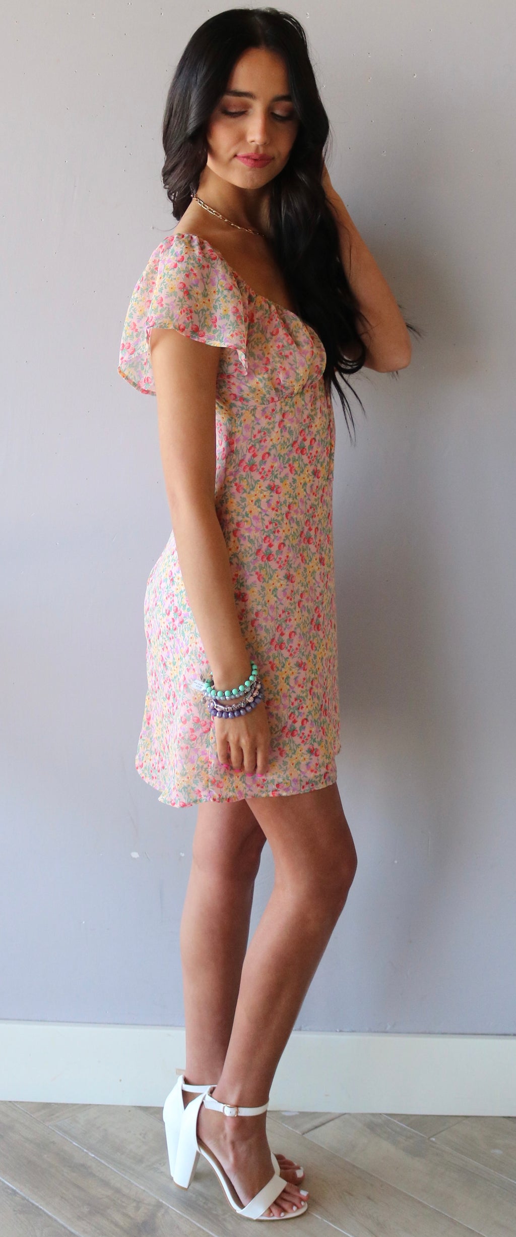 RESILIENT Floral TieNeck CapSleeve Dress