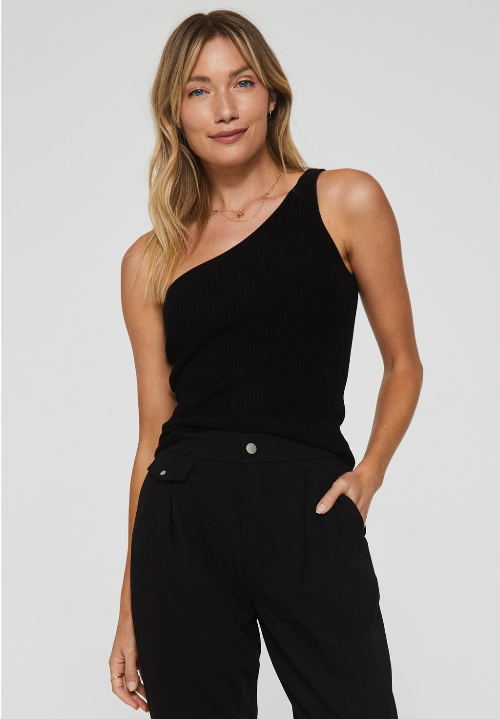 ANOTHER LOVE OneShoulder JAIME Asymmetric RibKnit Top