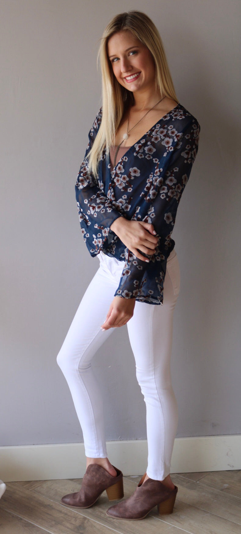 BLOSSOM Velvet Burnout Surplice CrossOver Top