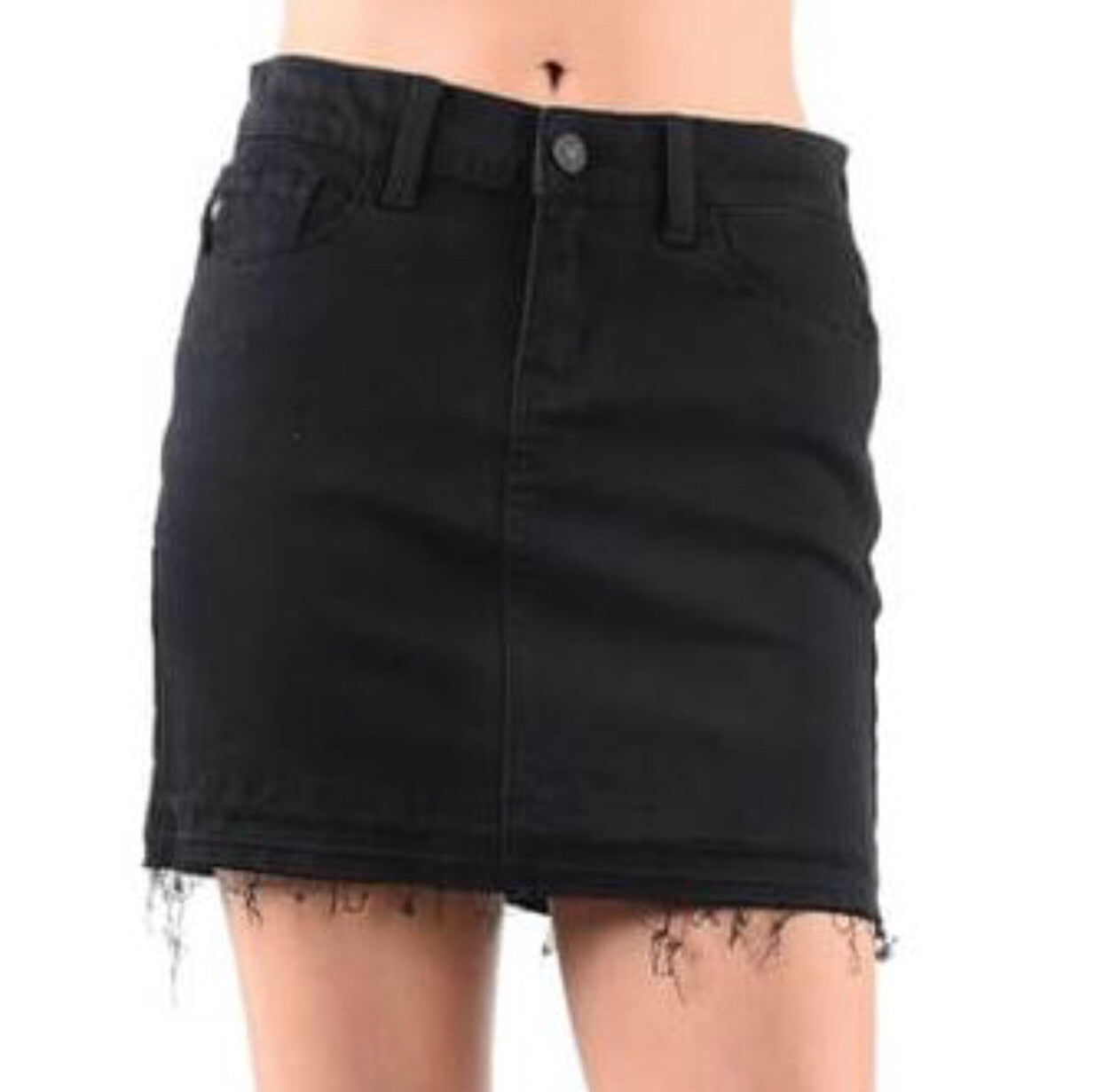 KANCAN HiWaist MIDWAY Raw Hem Denim Skirt