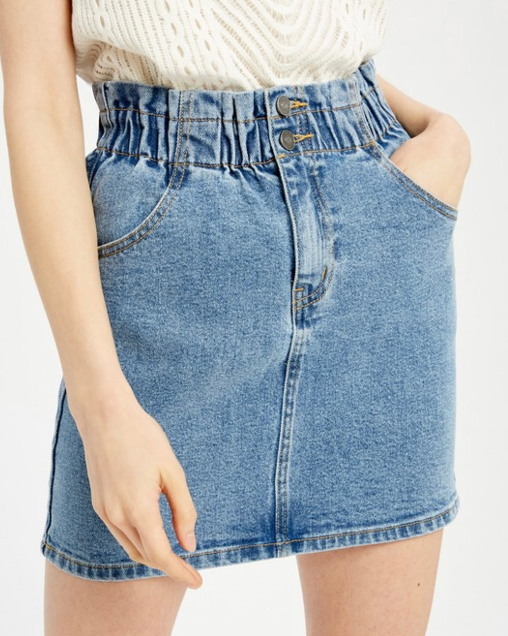 WISHLIST Gathered VICTORIOUS HiWast Denim Skirt