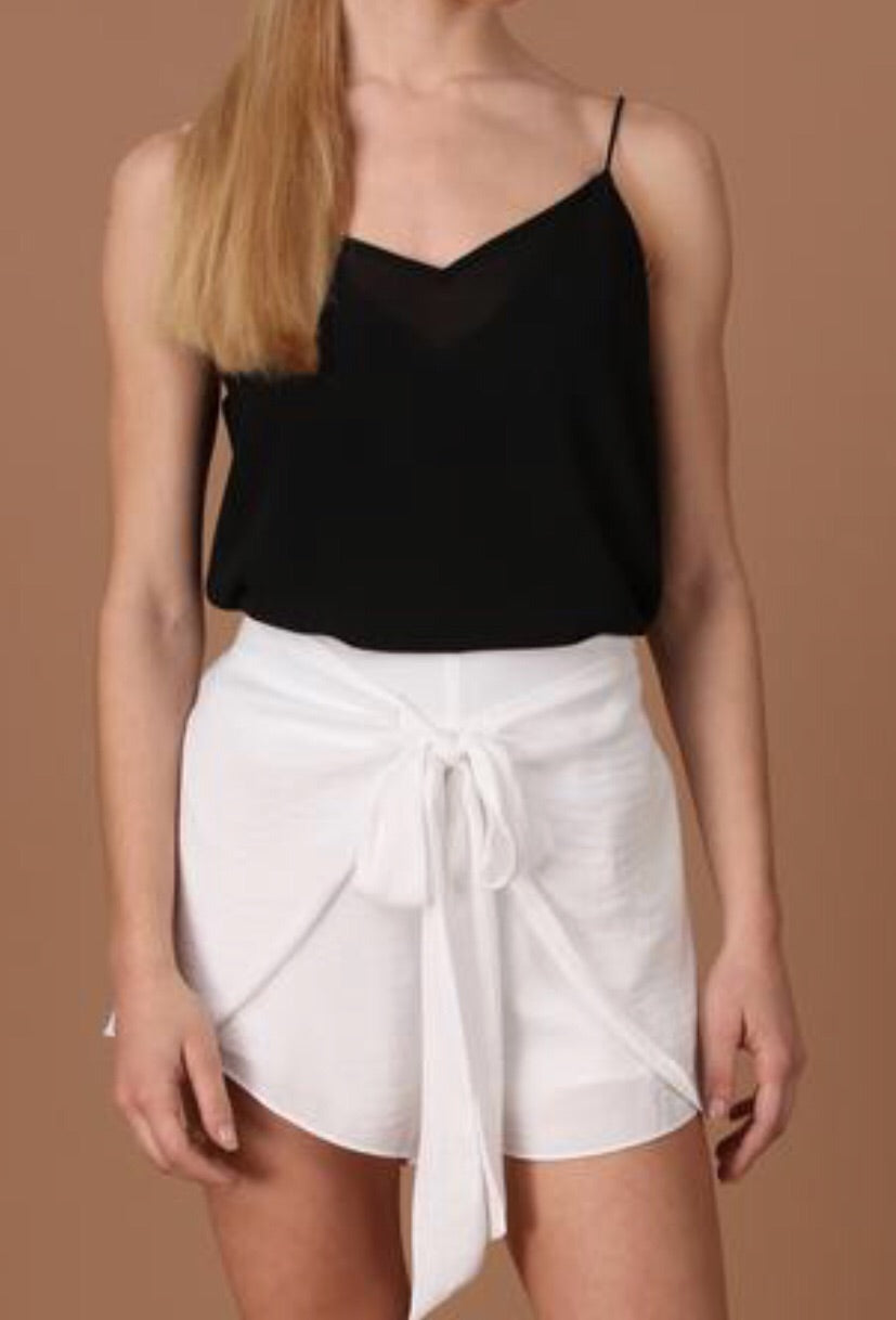 DELEGATE Tie Front Wrap Silk Shorts