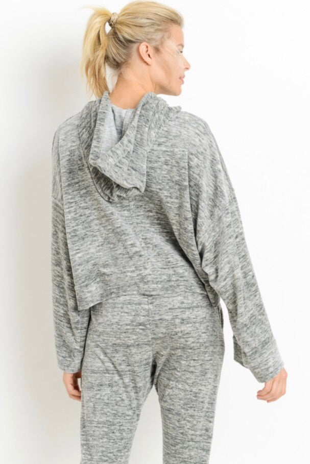 LOUNGING MarledKnit Supersoft BellSleeve Hoodie Top