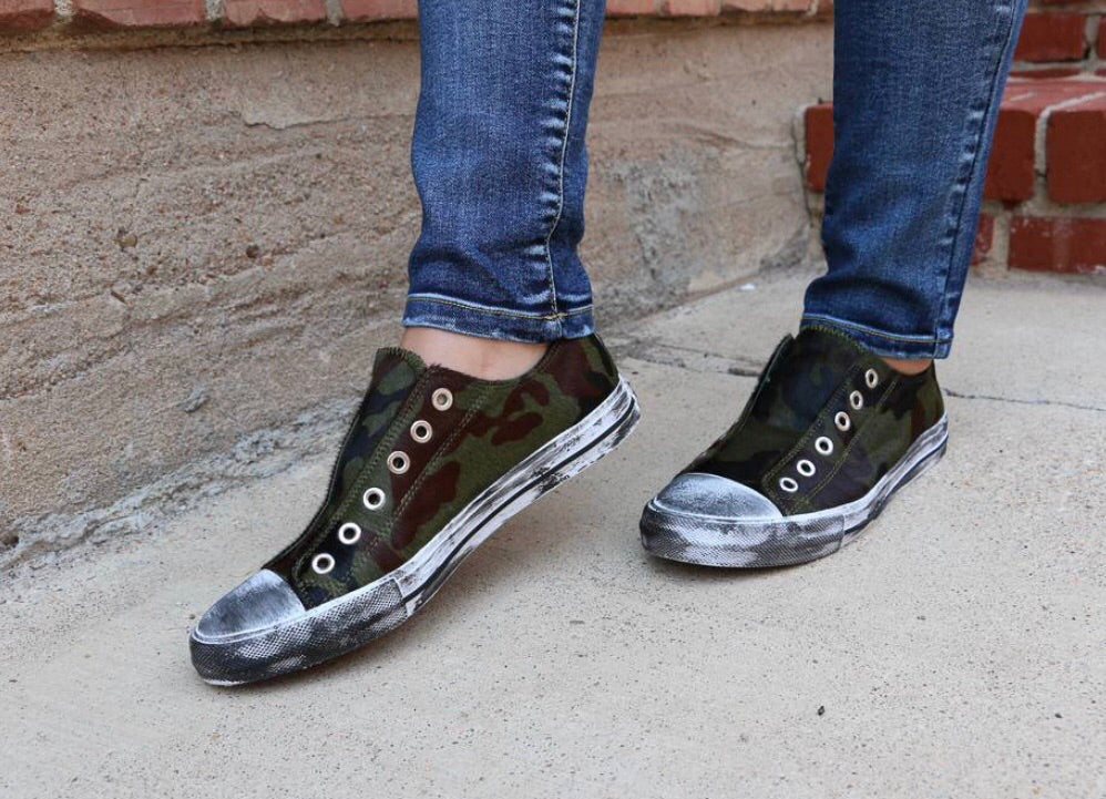 NAUGHTY MONKEY Vintage Distressed SHALOMAR Ponyhair Sneaker Shoe