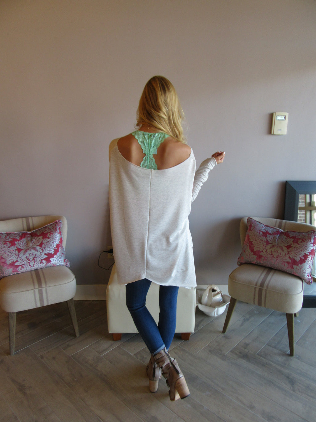 DELOZIER Super Soft Terry Asymmetric Tunic Top