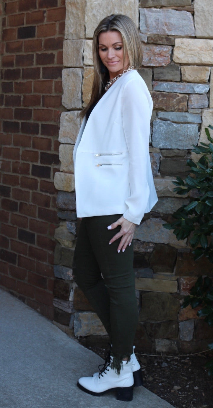 ENDANGER Zipper Detail Blazer Jacket