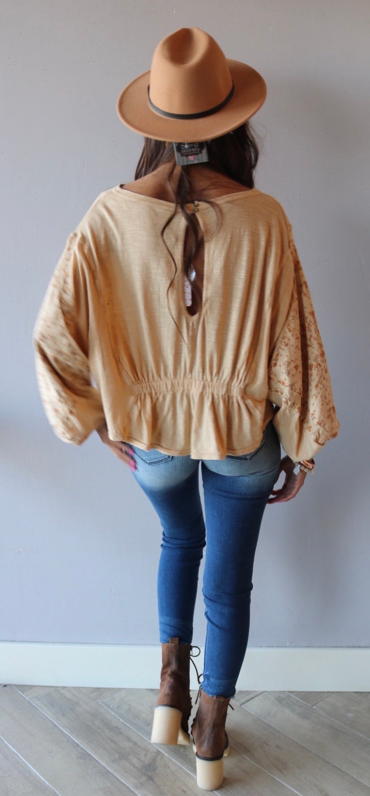 FREE PEOPLE Patchwork THROWBACK MineralWash Print Top