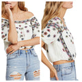 FREE PEOPLE Embroidered Off Shoulder AURORA Smock Bottom Top