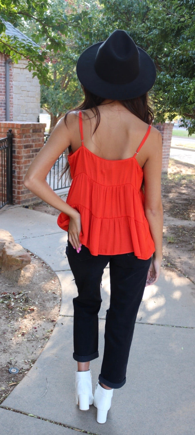 NAKED ZEBRA PROSPER Tiered Cami MatteSatin Tank Top