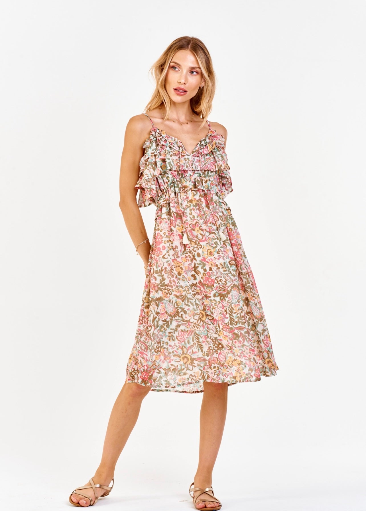 *DEAR JOHN Ruffle Bust VALENTINA Floral Dress