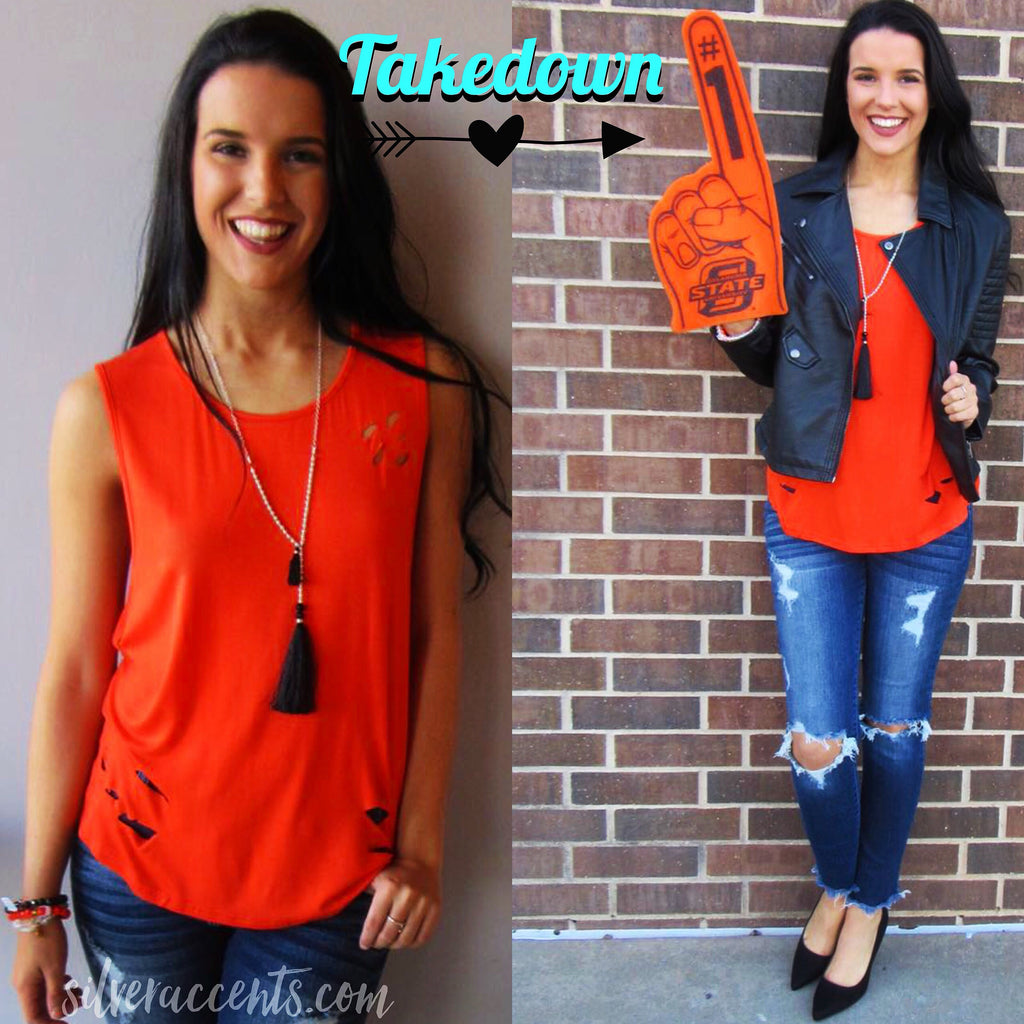 TAKEDOWN Modal Distressed Jersey Tank Top