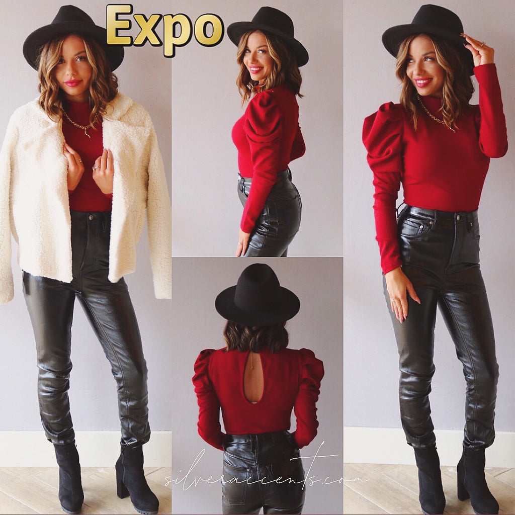 EXPO PuffSleeve MockNeck Bodysuit