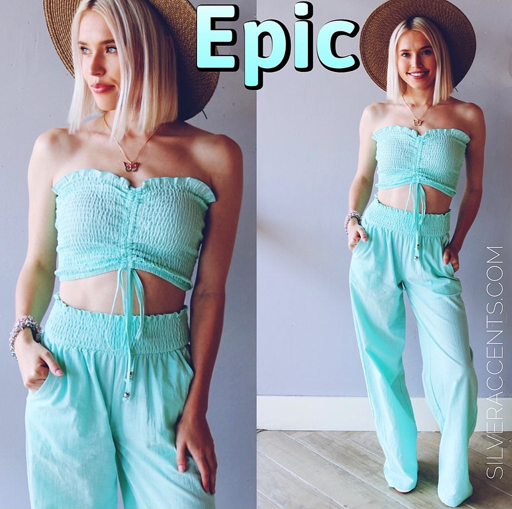 EPIC 2pc Rouche Tube Top/SmockWaist Pant Set