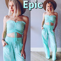 EPIC 2pc Rouche Tube Top/SmockWaist Pant Set