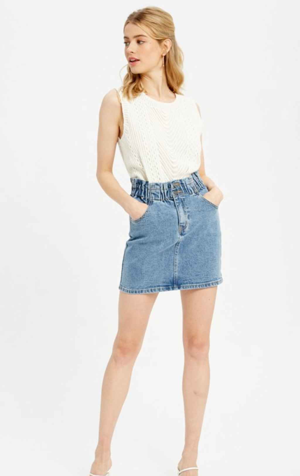 WISHLIST Gathered VICTORIOUS HiWast Denim Skirt