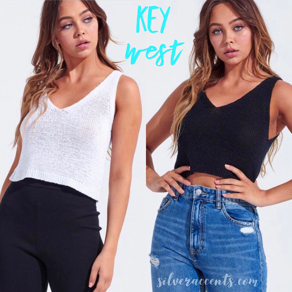 KEY WEST V-Neck Crop Lightweight Sweater Top