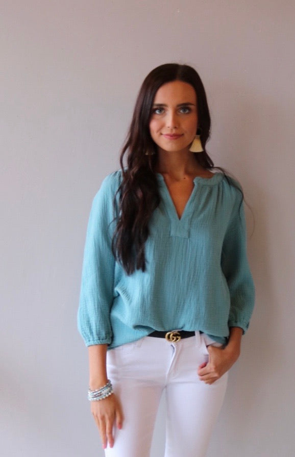 BOBI Beach Gauze HADLEY Raglan ScoopHem Peasant Top