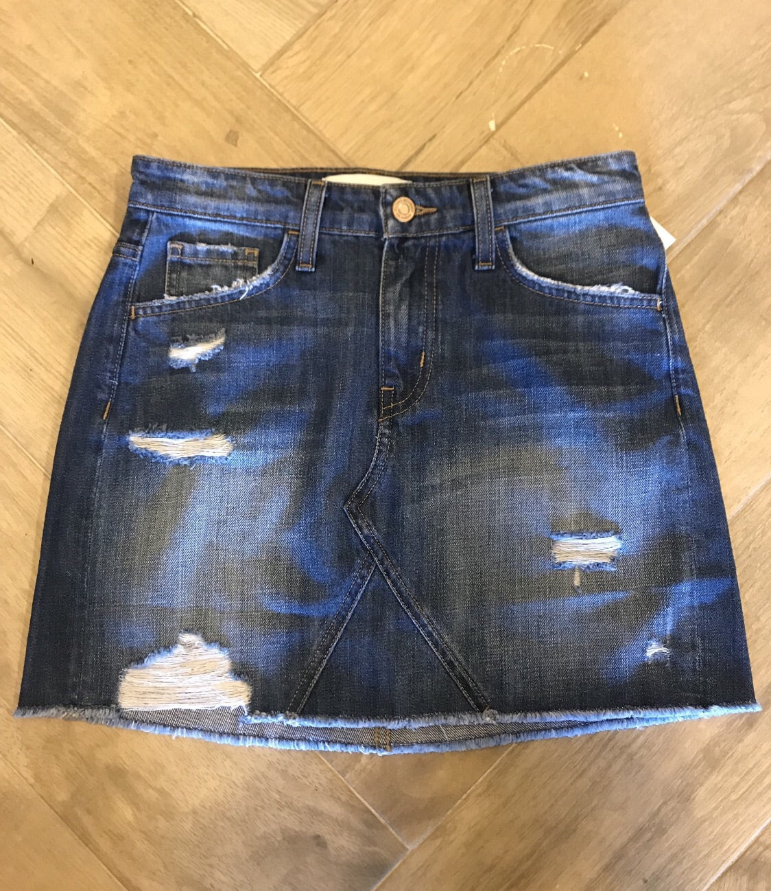 FLYING MONKEY Distressed GET OUT BLUE FrayHem Skirt