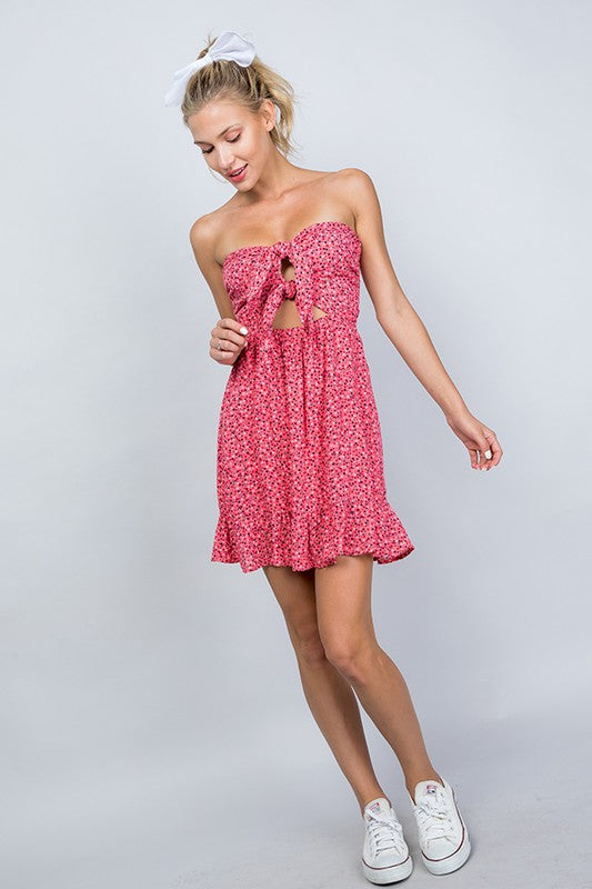 EARLY LIGHT StarPrint Strapless TieFront Dress
