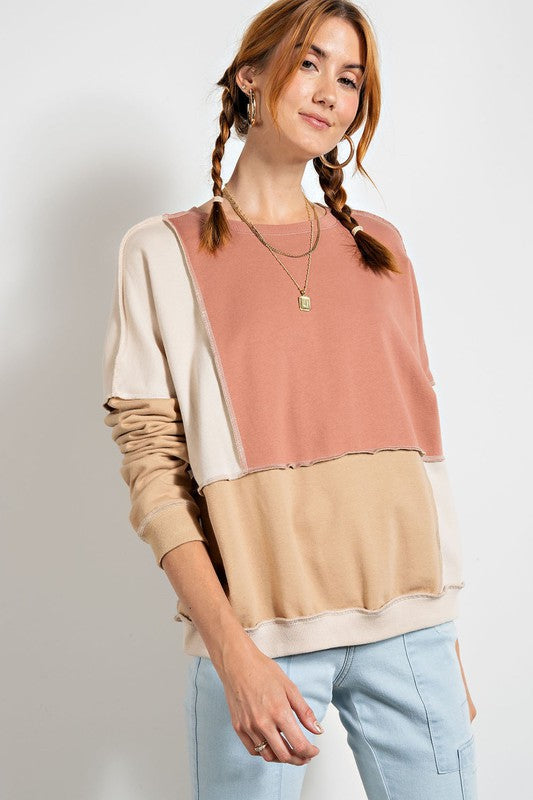 PERCH ColorBlock Stitch Detail Top