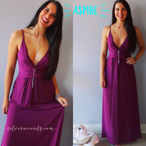 *ASPIRE Twist Front V-Neck Chiffon Maxi Dress