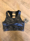 Chrome Print LADDER Athleisure Sports Bra - Blk/Grey