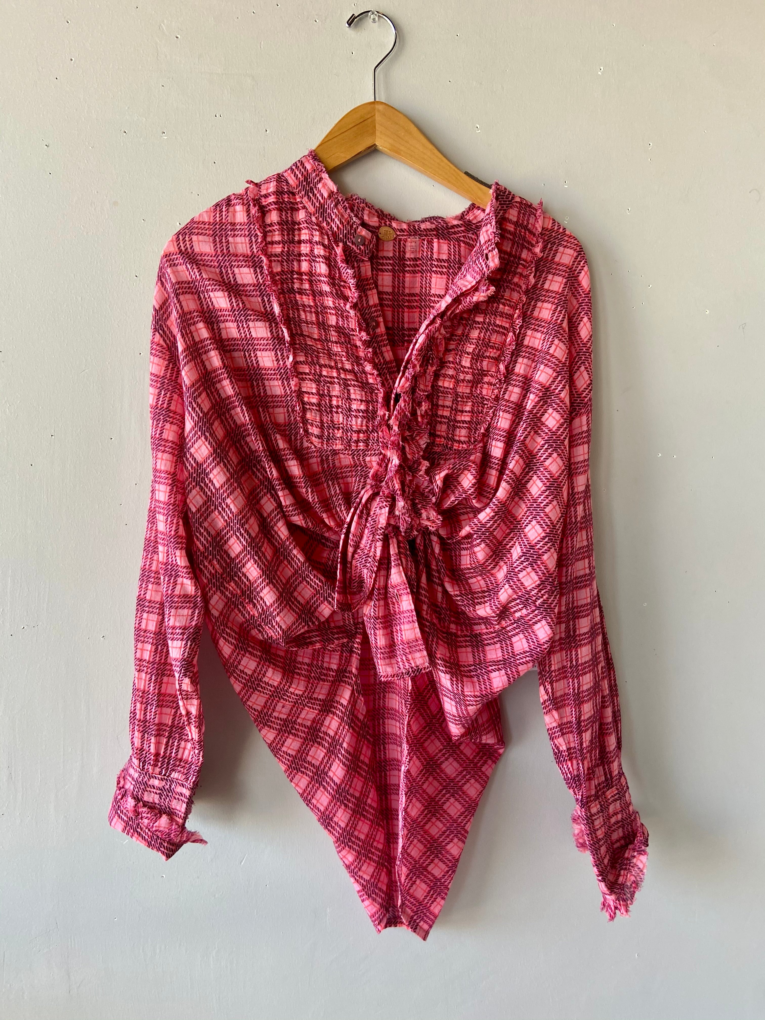FREE PEOPLE Plaid MILES ButtonDown Tuxedo Shirt
