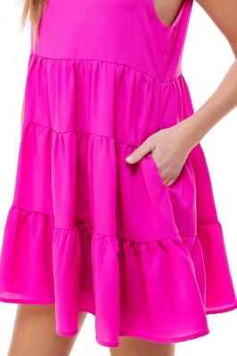 ROYAL HiNeck MutiTier Ruffle Dress