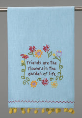 PH Embroidered PomPom Trim Tea Towel