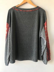 NOBLE Print Drop Sleeve Knit Sweater Top