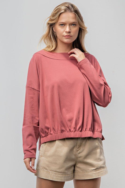 MASTERPIECE Boatneck Flyback Banded Top