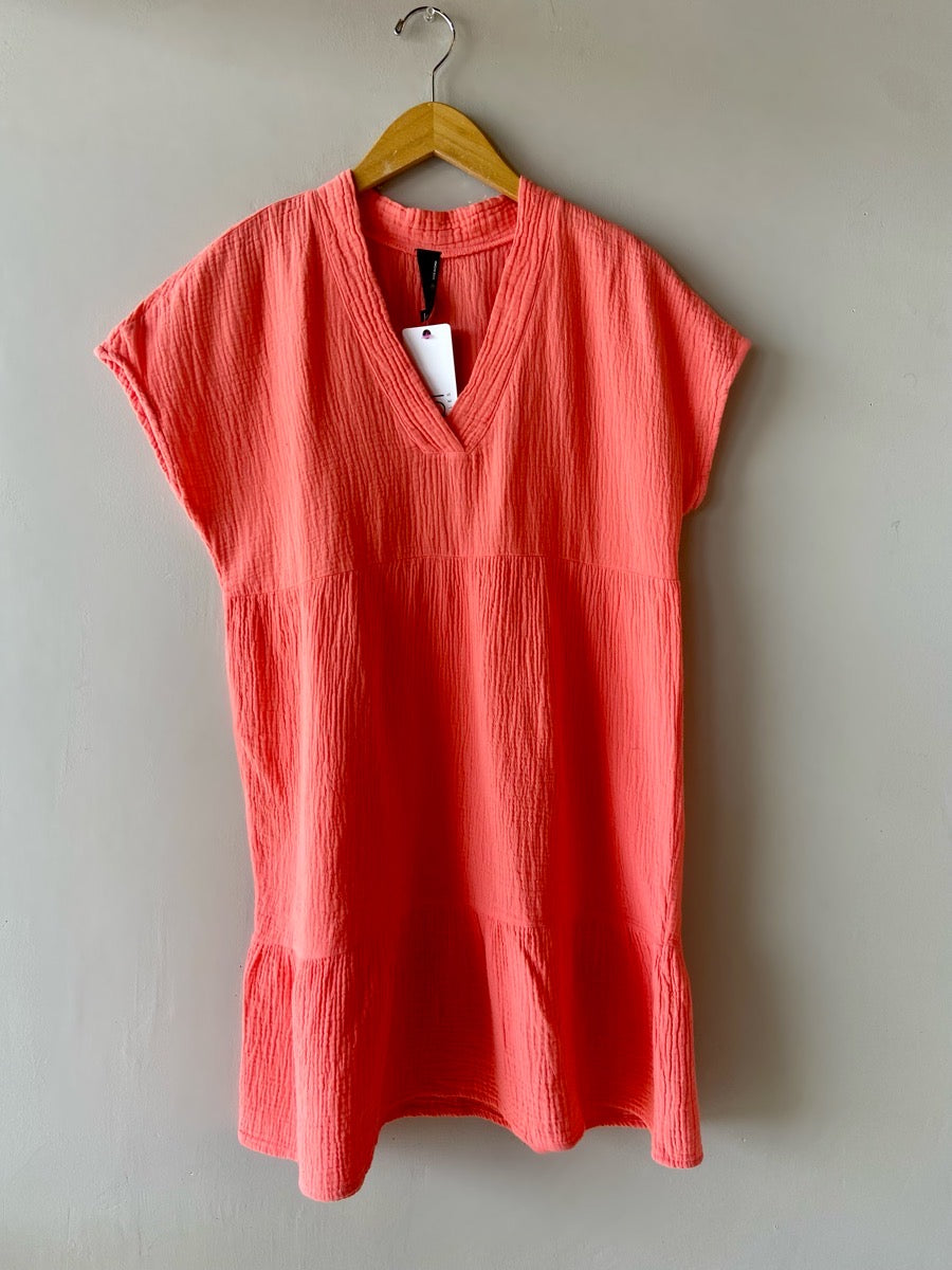 BOBI Gauze BREWSTER Tiered Short Sleeve Dress